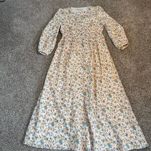 Veiled Collection Modest Floral Maxi Dress with Long Puff Sleeves - L